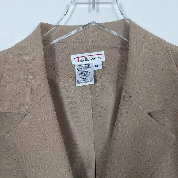 Talbots Tan Worsted Wool Vintage 3 Button Suit Jacket Women's 12